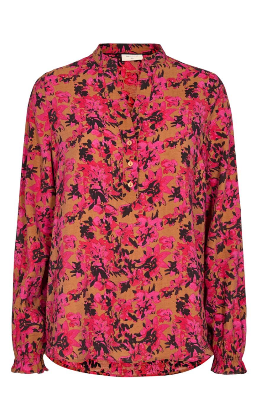 Freequent Bluse Adriane Cerise With Black