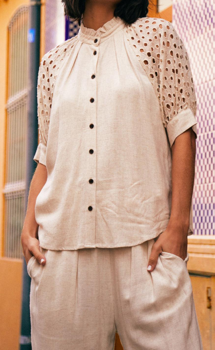 Freequent Bluse Lara Moonbeam Melange