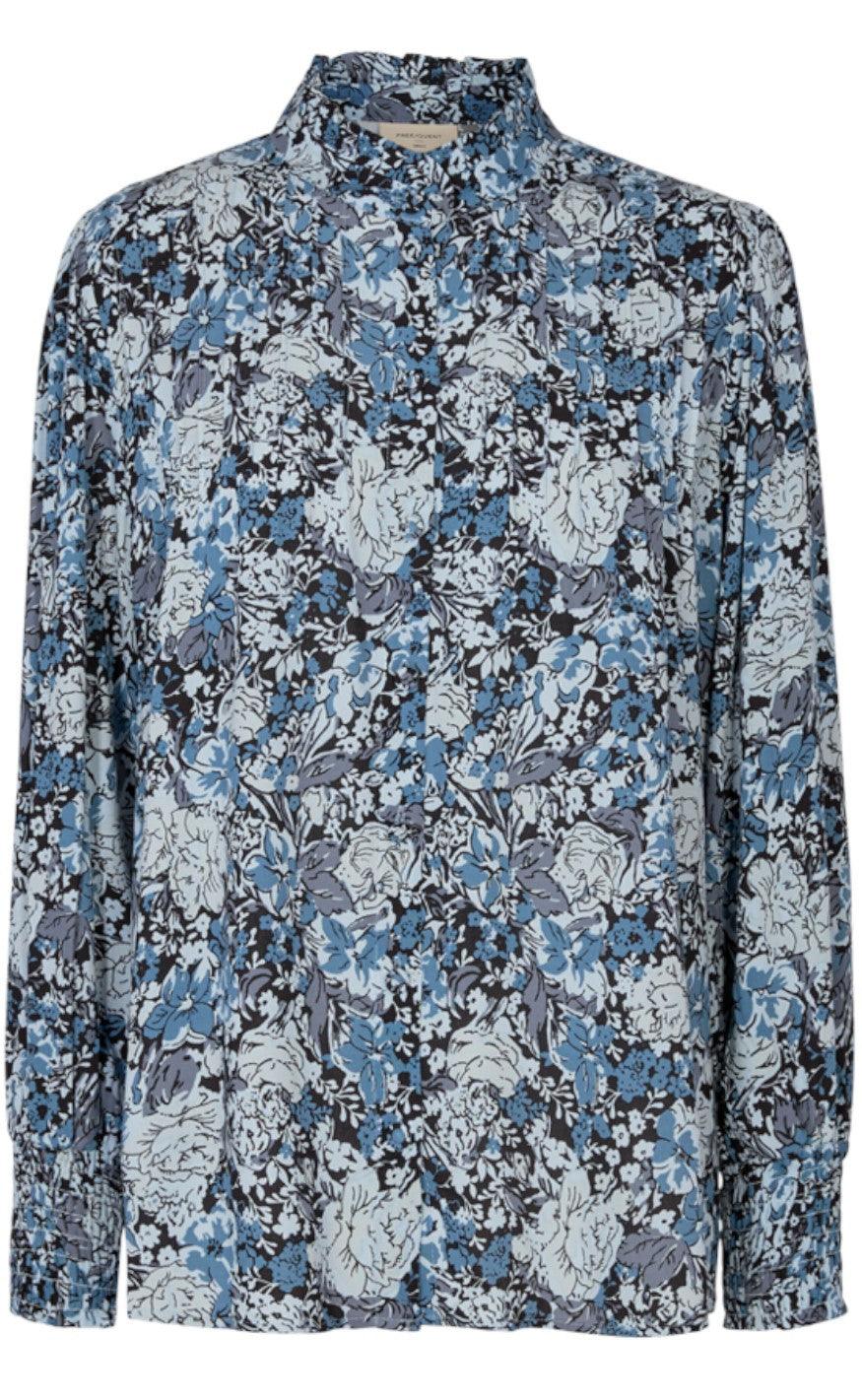 Freequent Bluse Muna Chambray Blue Mix