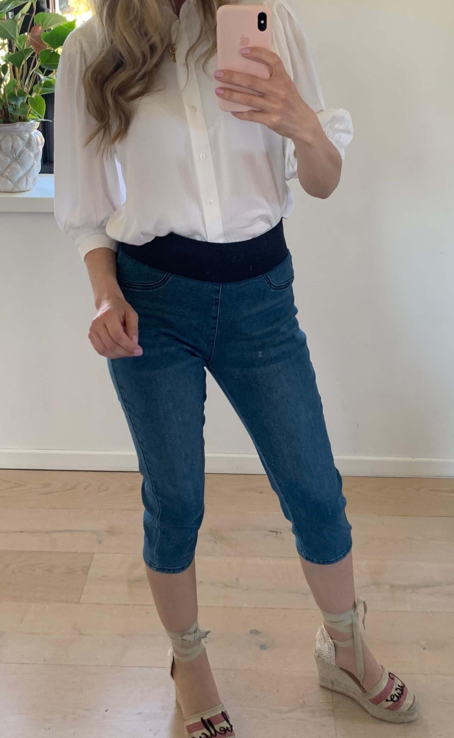 Freequent Bukser Shantal Capri Denim Medium Blue Denim