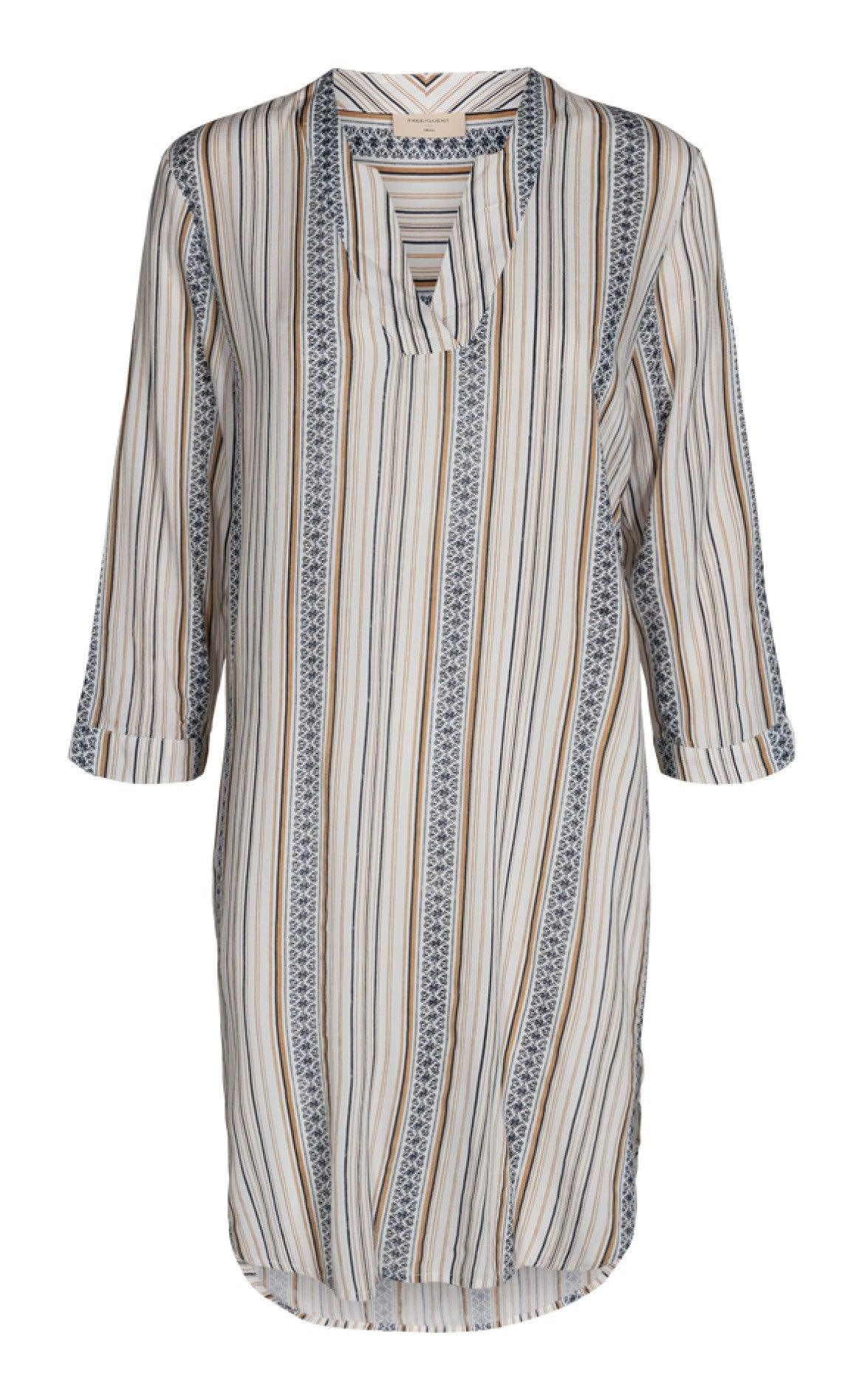 Freequent Kjole Bea Shirt Stripe Beige Sand Mix