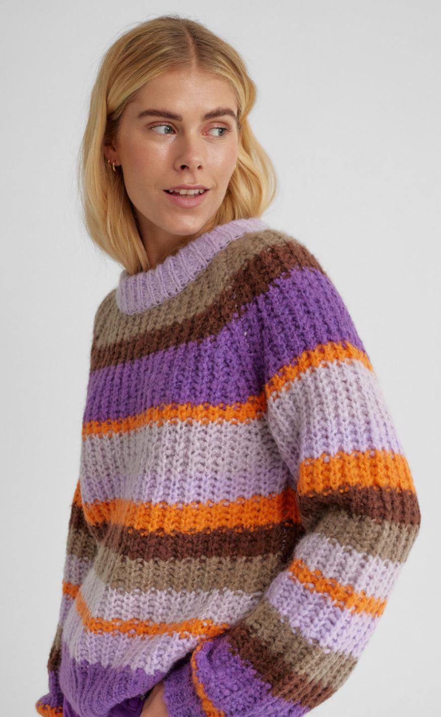 Freequent Pullover Evy Royal Lilac Desert Taupe