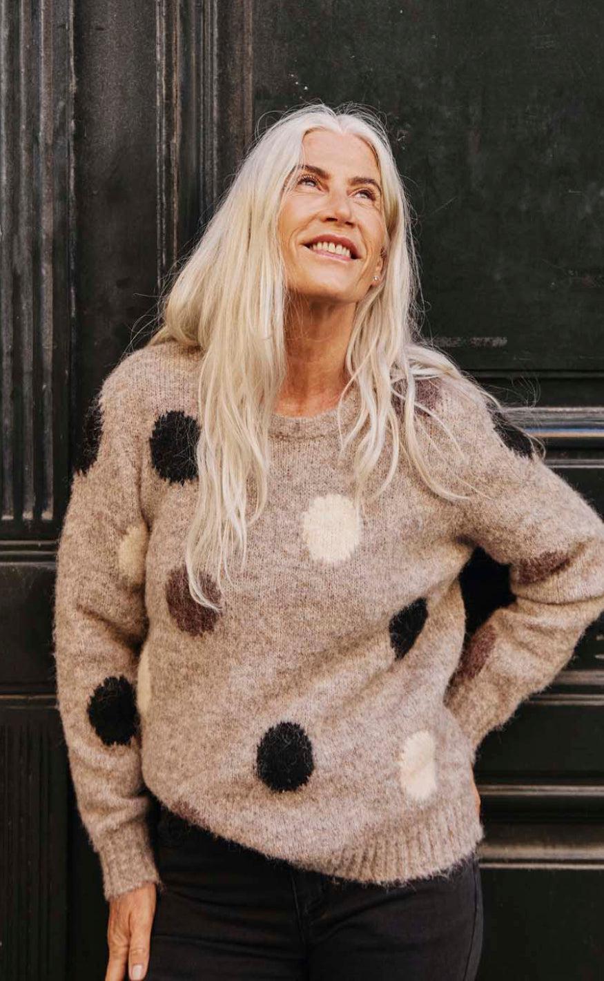 Freequent Pullover Louisa Desert Taupe Black