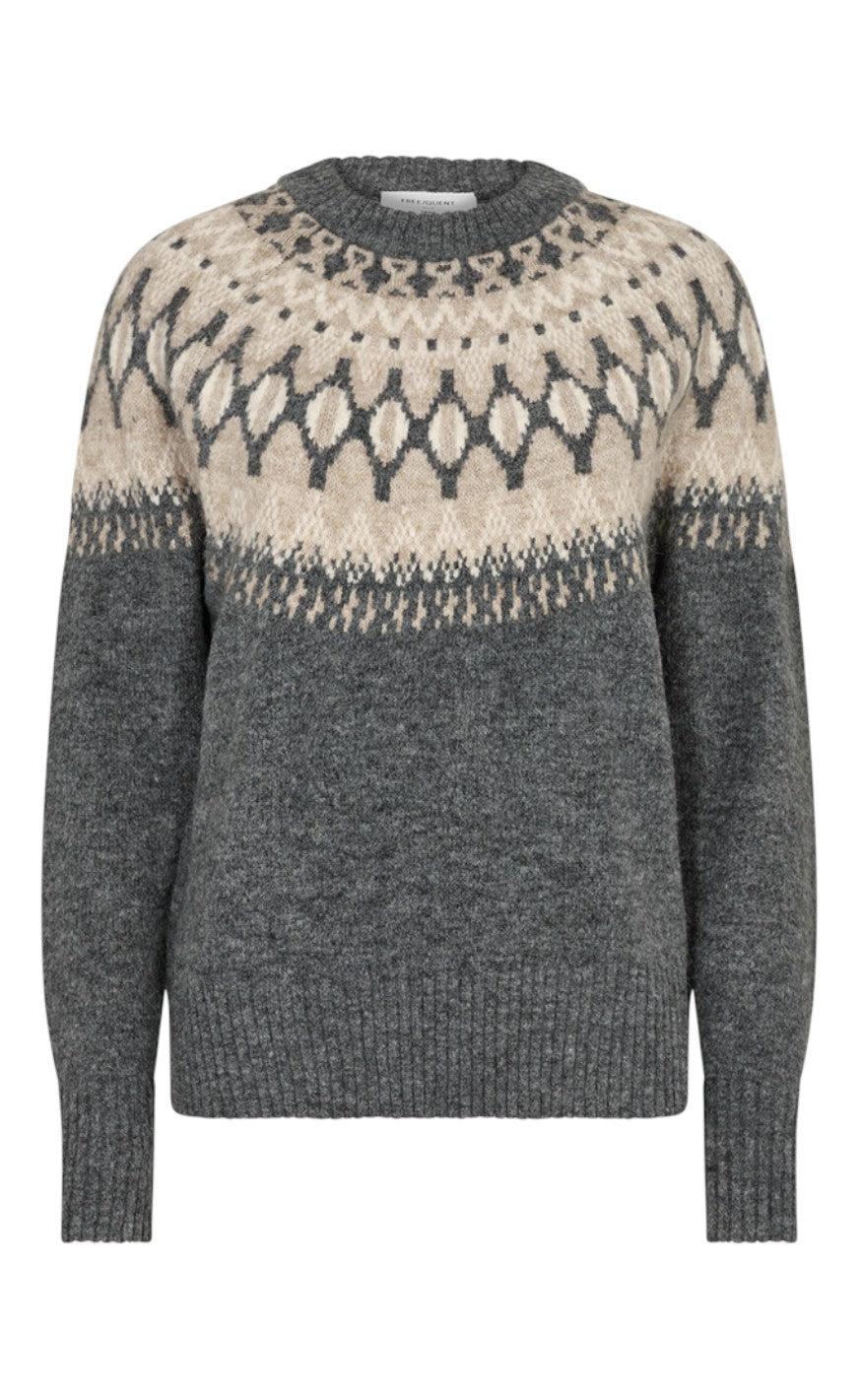 Freequent Pullover Merla Grey Mel With Silver Mink