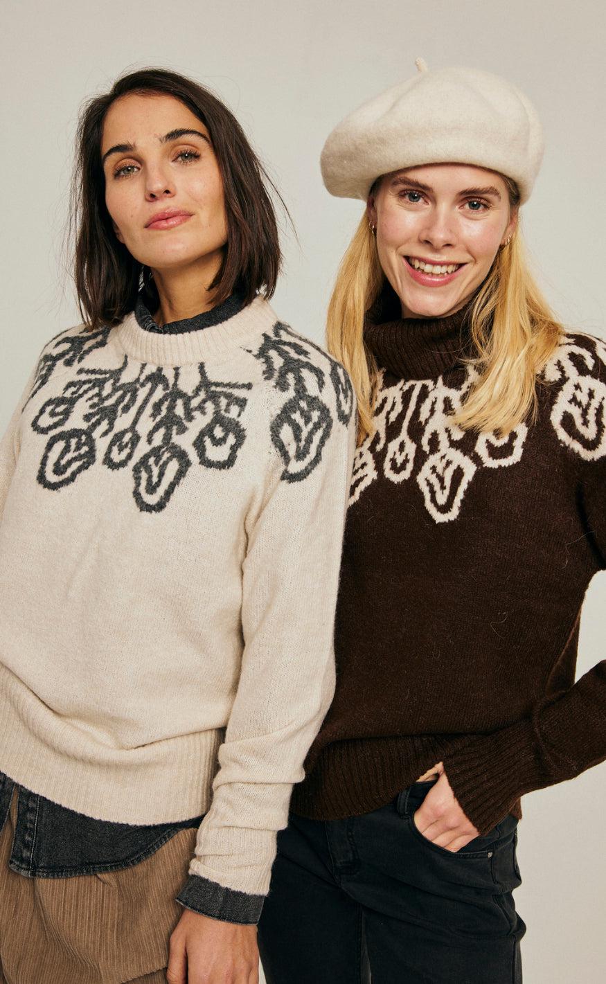 Freequent Pullover Merla Moonbeam Dark Grey Mel