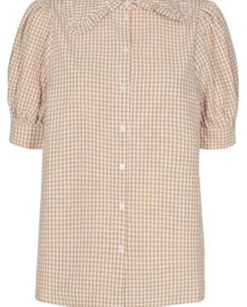 Freequent Skjorte Gingham Beige Sand