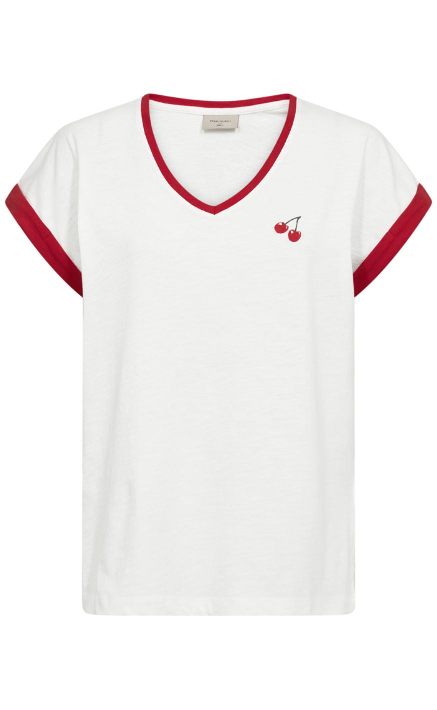 Freequent -shirt Viva Star Off-white True Red