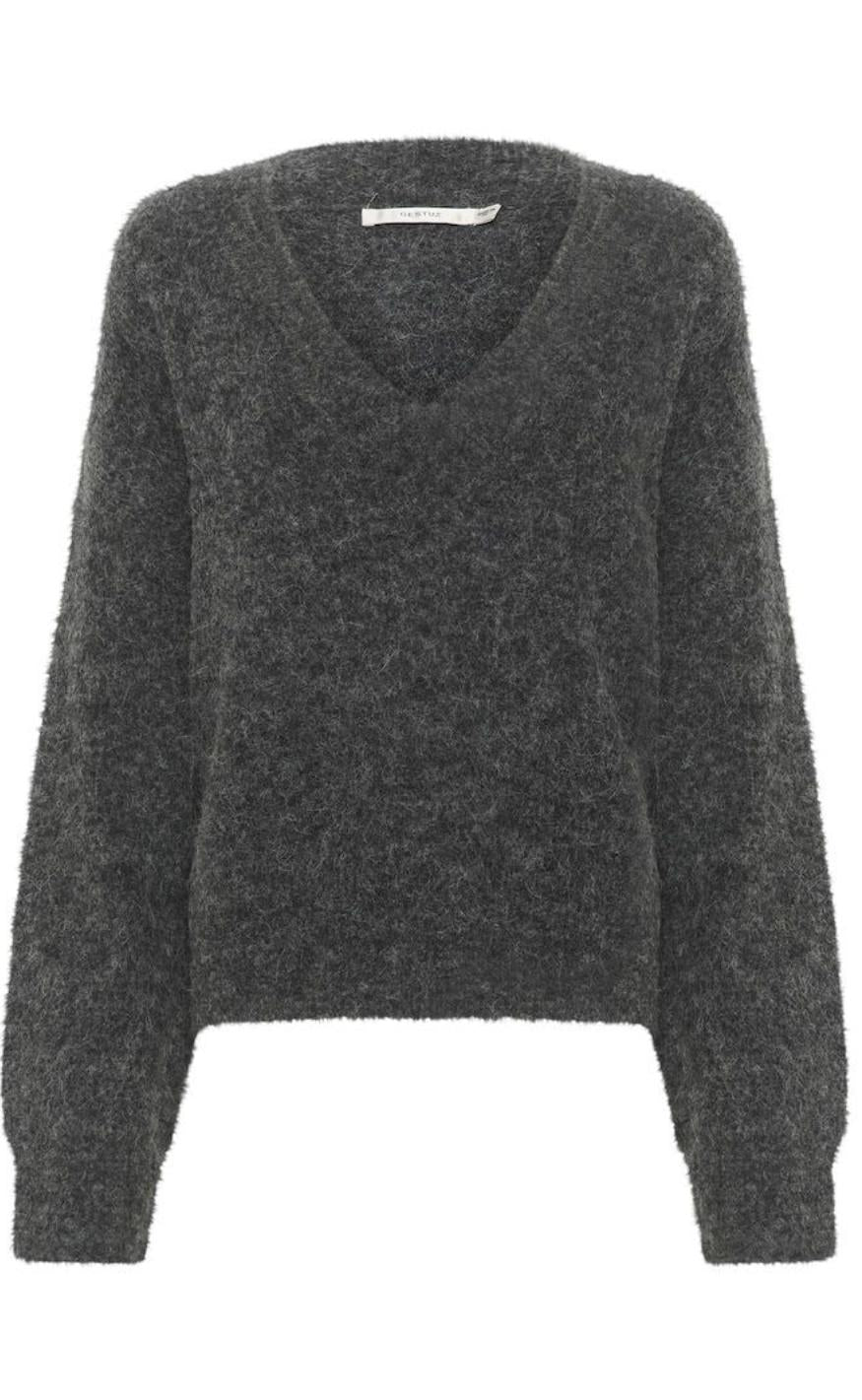 Gestuz Pullover Alpha -neck Charcoal Melange