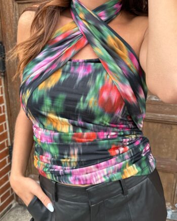 Gestuz Top Fadia Red Faded Flower