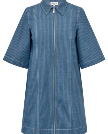 Global Funk Kjole Mira Zip-  Blue Pinstripe
