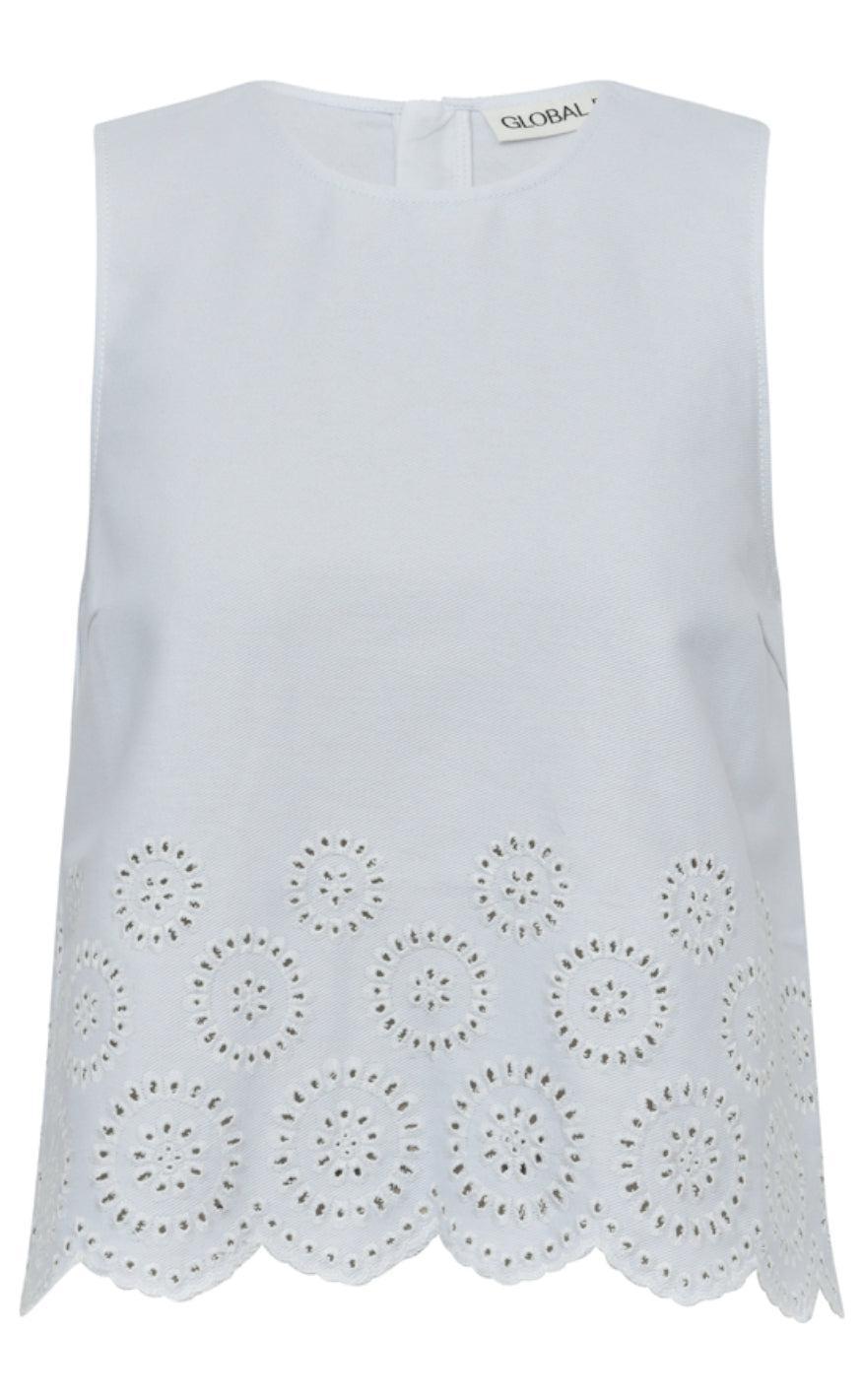 Global Funk Top Rihne Scallop-  White