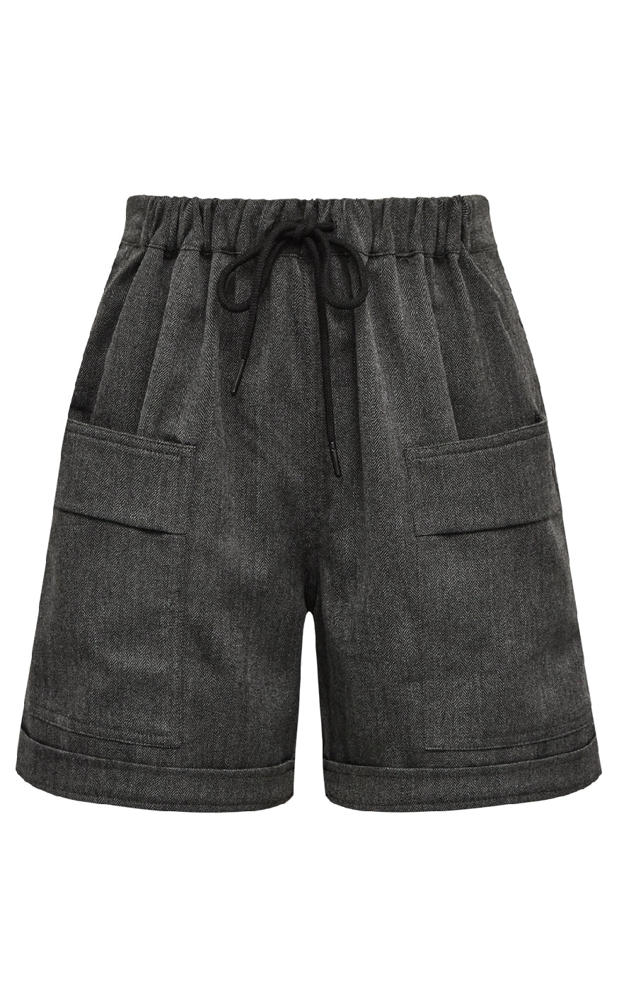 Gossia Shorts Thilla Herringbone Black Grey
