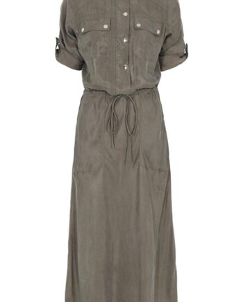 Gustav Kjole Britney Long Bias Cut Dried Green