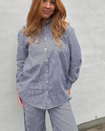 H2o Skjorte Rønne Essential Ls Black White Stripe