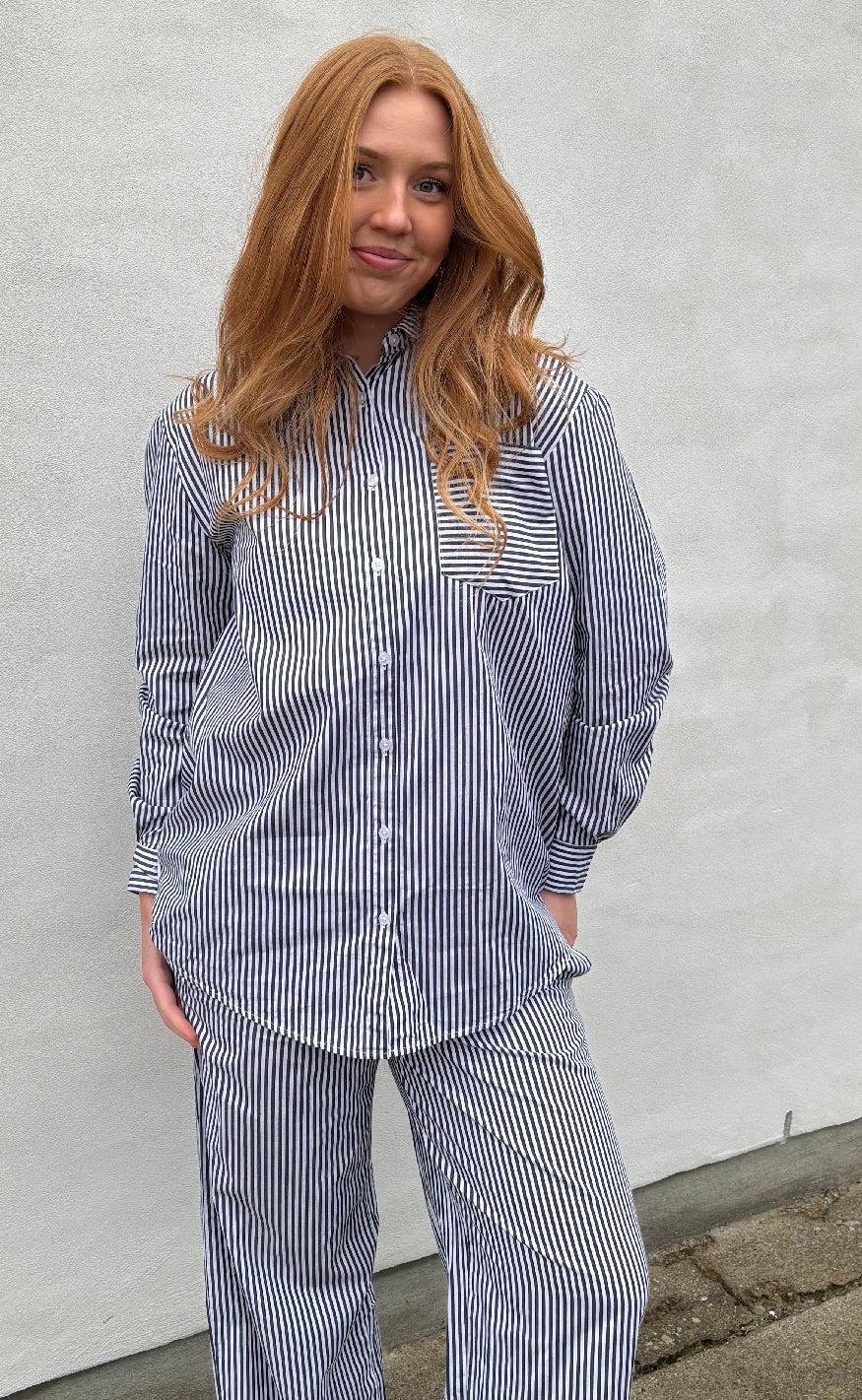 H2o Skjorte Rønne Essential Ls Black White Stripe