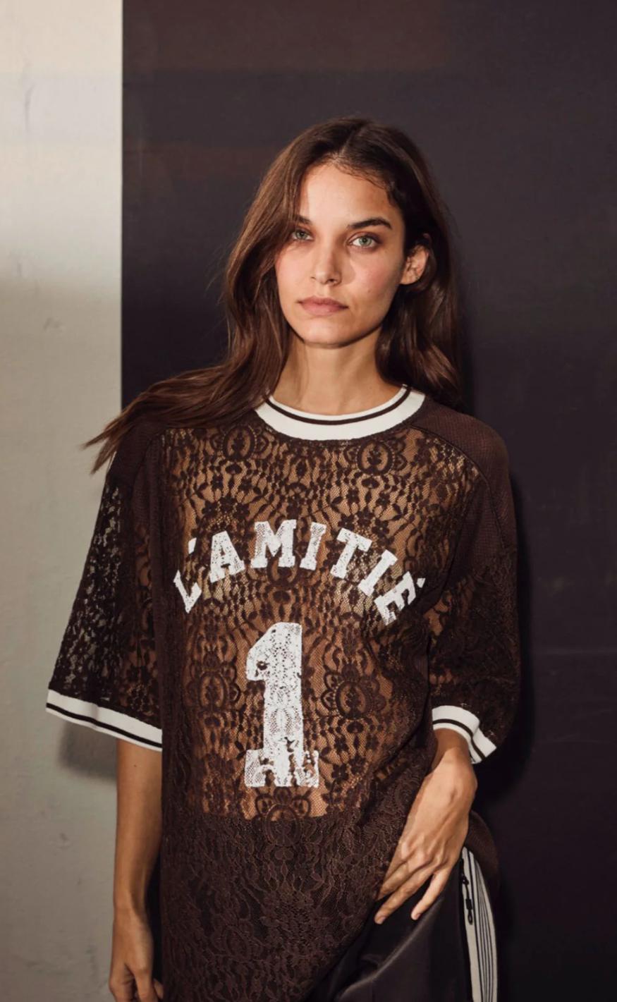 Haute   39 Amitié  -shirt Lace Football Mocca
