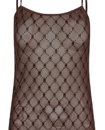 Hype The Detail Top Mesh Singlet Brown