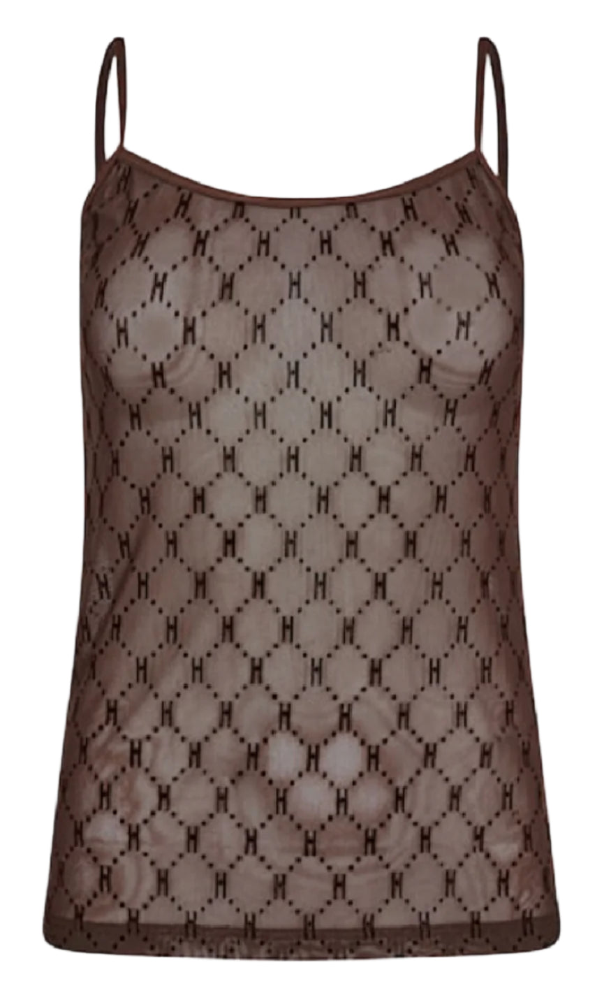Hype The Detail Top Mesh Singlet Brown