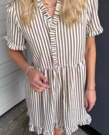 Ina Copenhagen Kjole Catja Summer White   Brown Striped