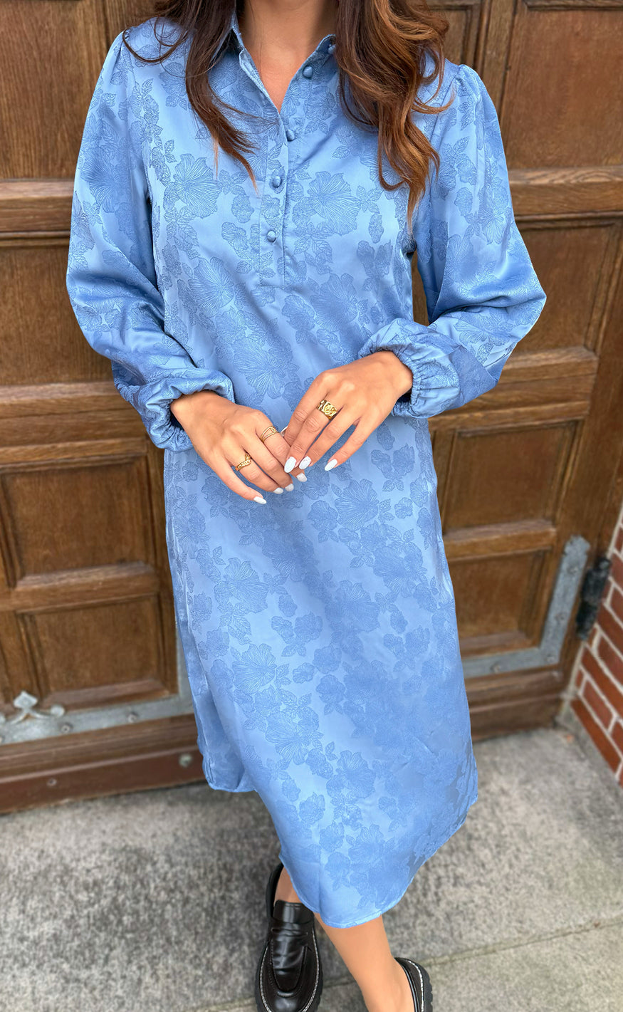 Ina Copenhagen Kjole Celeste Ls Blue Flower