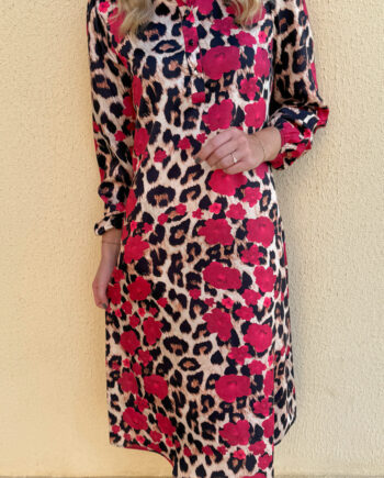 Ina Copenhagen Kjole Celeste Ls Leopard   Red Flowers