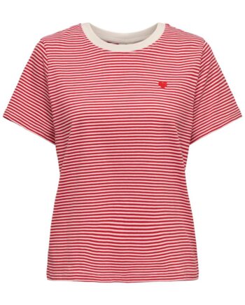 Jdy Top Pisa Cloud Dancer  Ski Patrol Stripes   Bs Heart