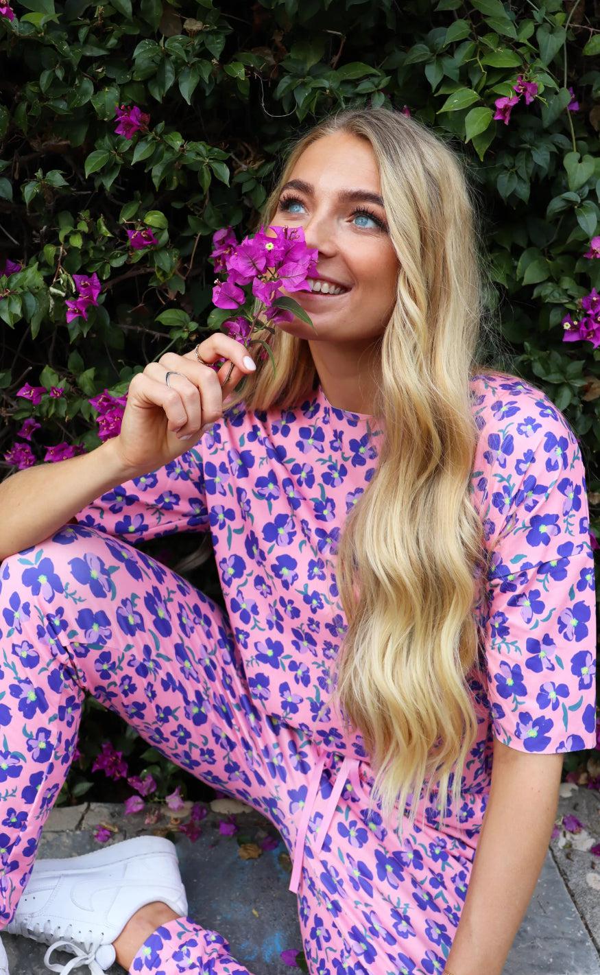Liberté -shirt Alma Pink Purple Flower
