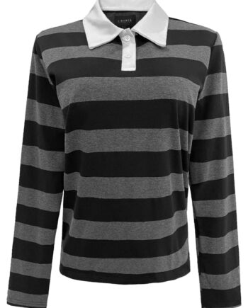 Liberte Bluse Polo Dark Grey Black Stripe