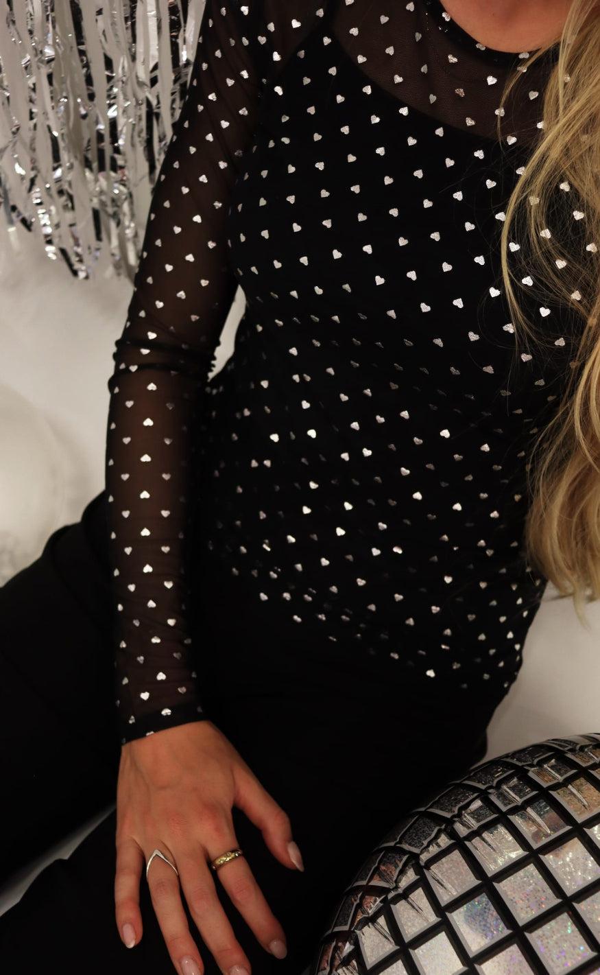 Liberte Bluse Sparkle Ls Balck Silver Heart