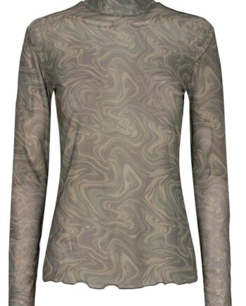 Liberte Highneck Bluse Mesh Army Twist