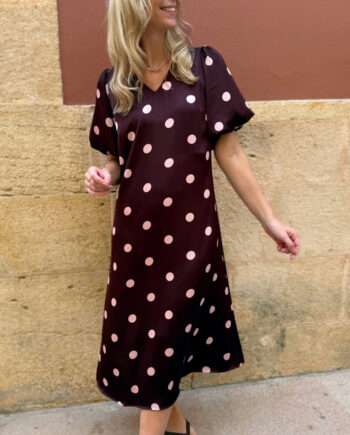 Liberte Kjole Dotti Plum Rose Big Dot