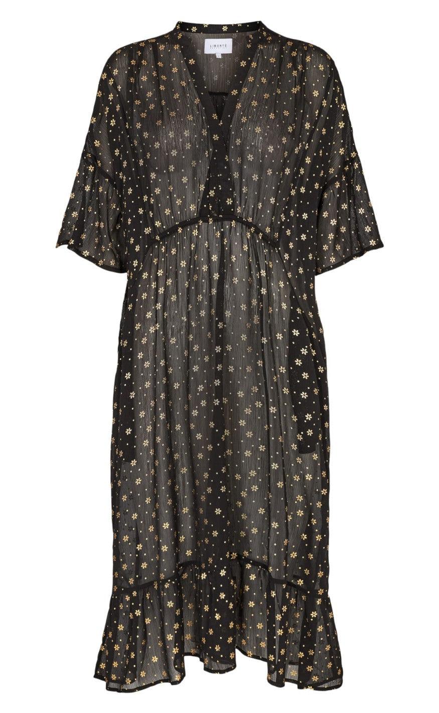 Liberte Kjole Karoline Black Gold Flower