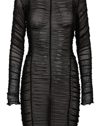 Liberte Kjole Mesh Ls Wrinkle Black
