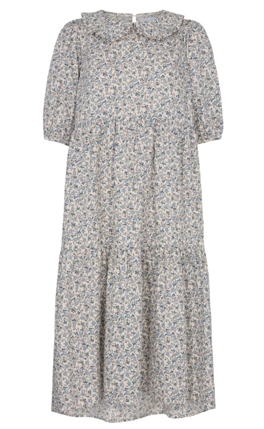 Liberte Kjole Vallie Blue Creme Flower