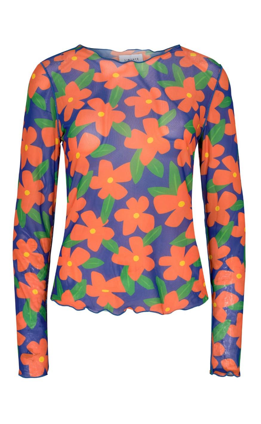 Liberte Top Mesh Orange Big Flower