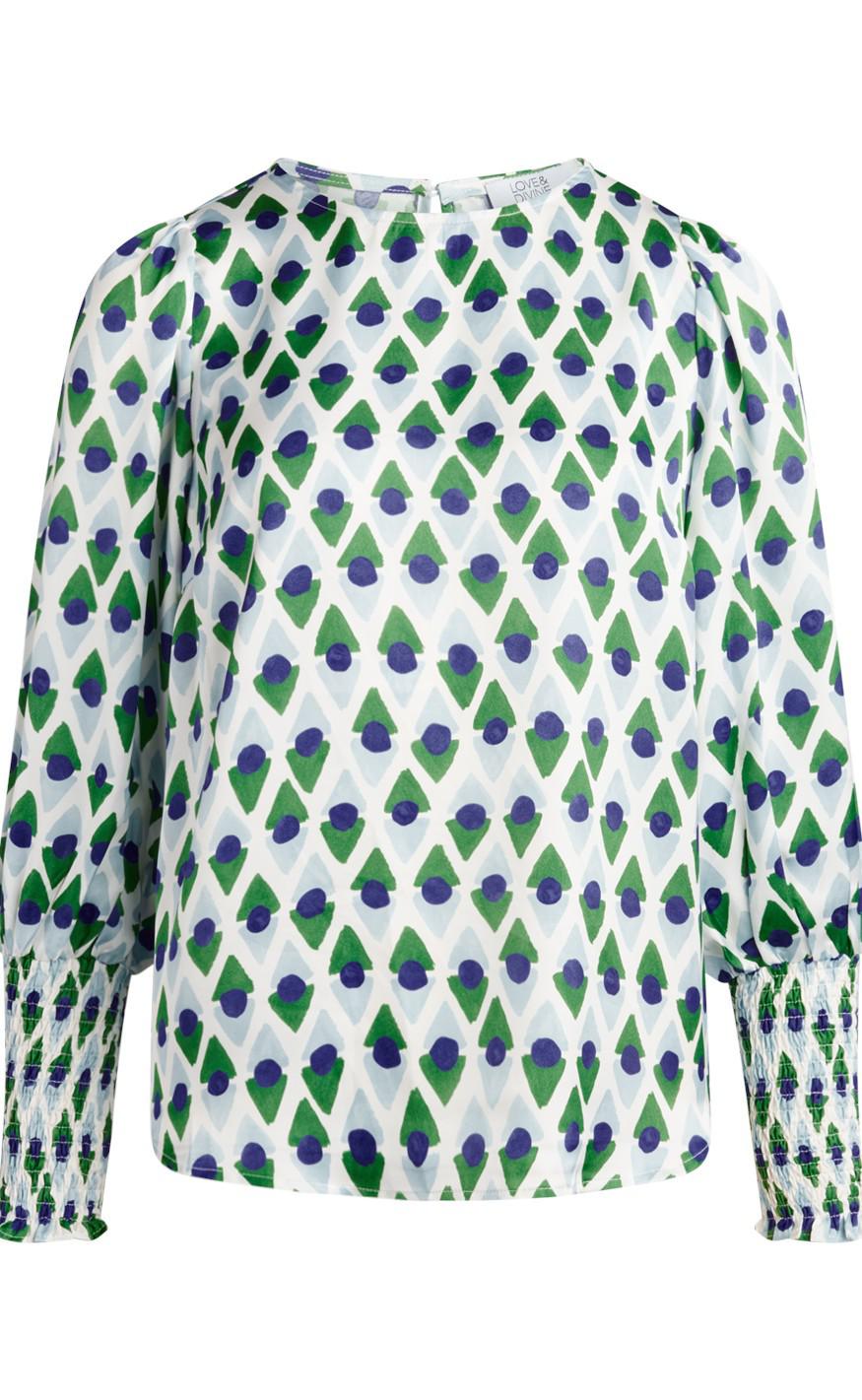 Love Divine Bluse Love738- Blue Green Graphic