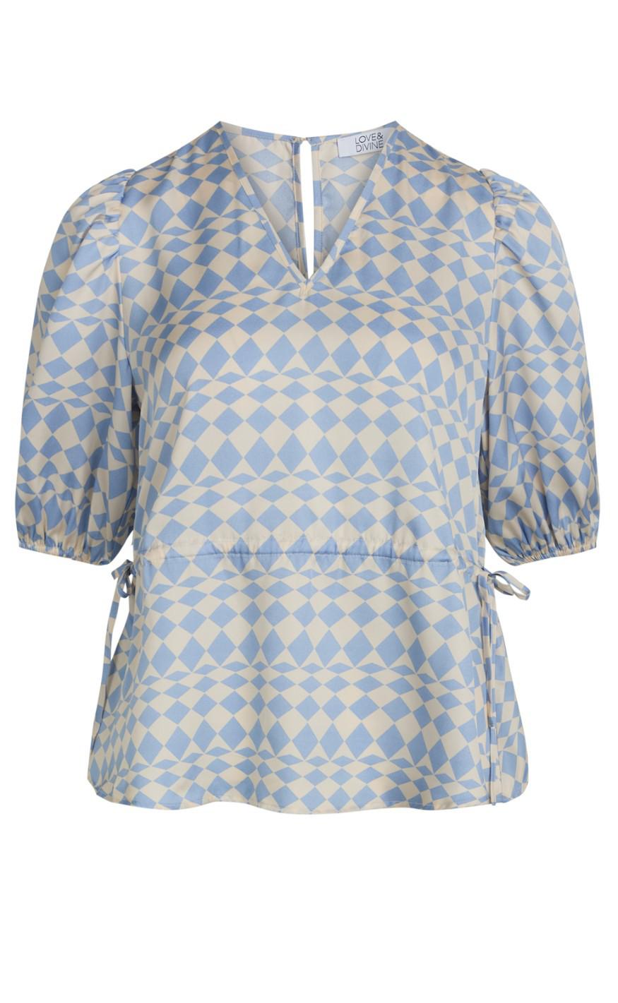 Love Divine Bluse Love824 Sky Blue Graphic