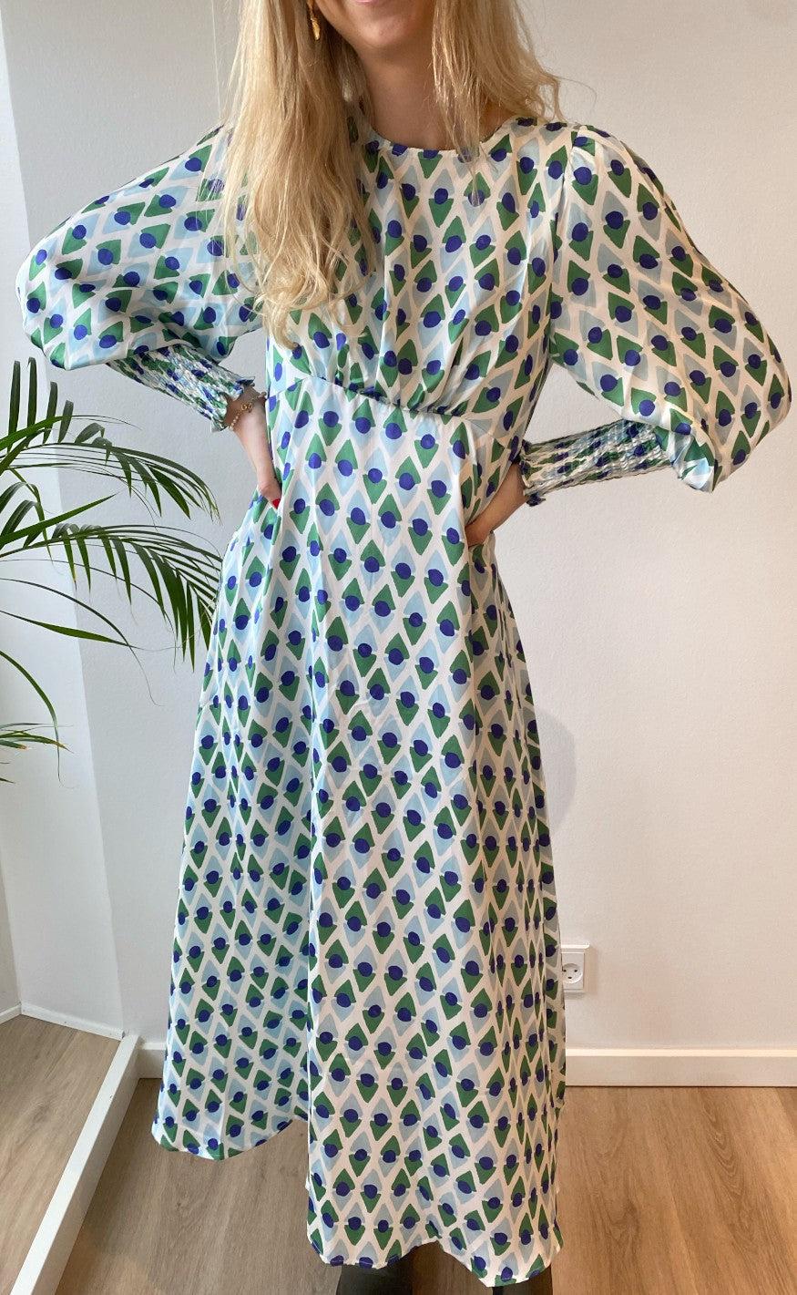Love Divine Kjole Love737- Blue Green Graphic