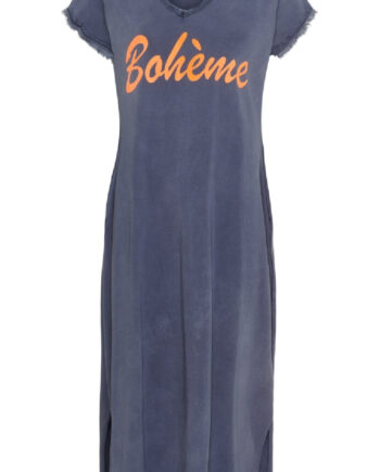 Marta Du Chateau Kjole Rosalia Dark Blue Arancio Fluo
