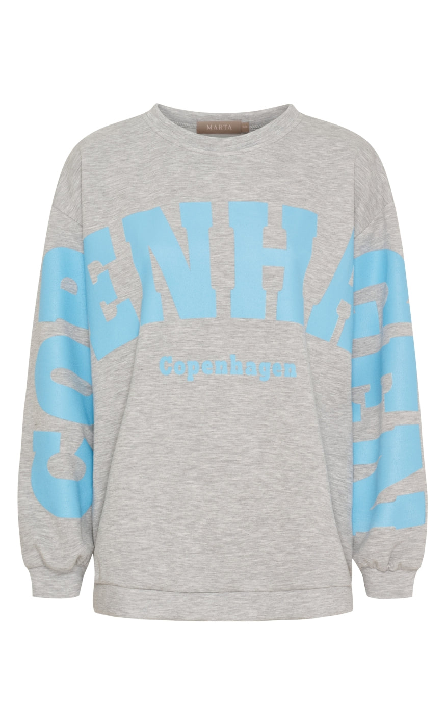 Marta Du Chateau Sweatshirt Hibiscus Grey Skyblue