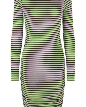 Mbym Kjole Faustine Coffee Kiwi Orchid Stripe