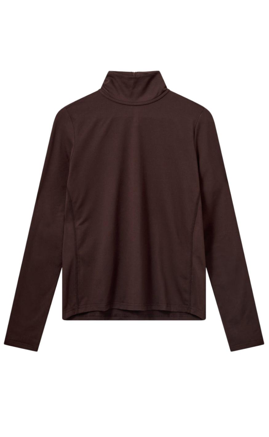 Mkxh2o Bluse High Neck Dark Brown
