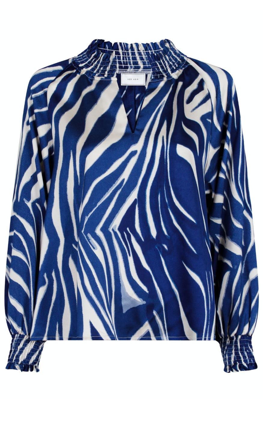 Neo Noir Blouse Stone Wave Line Blue
