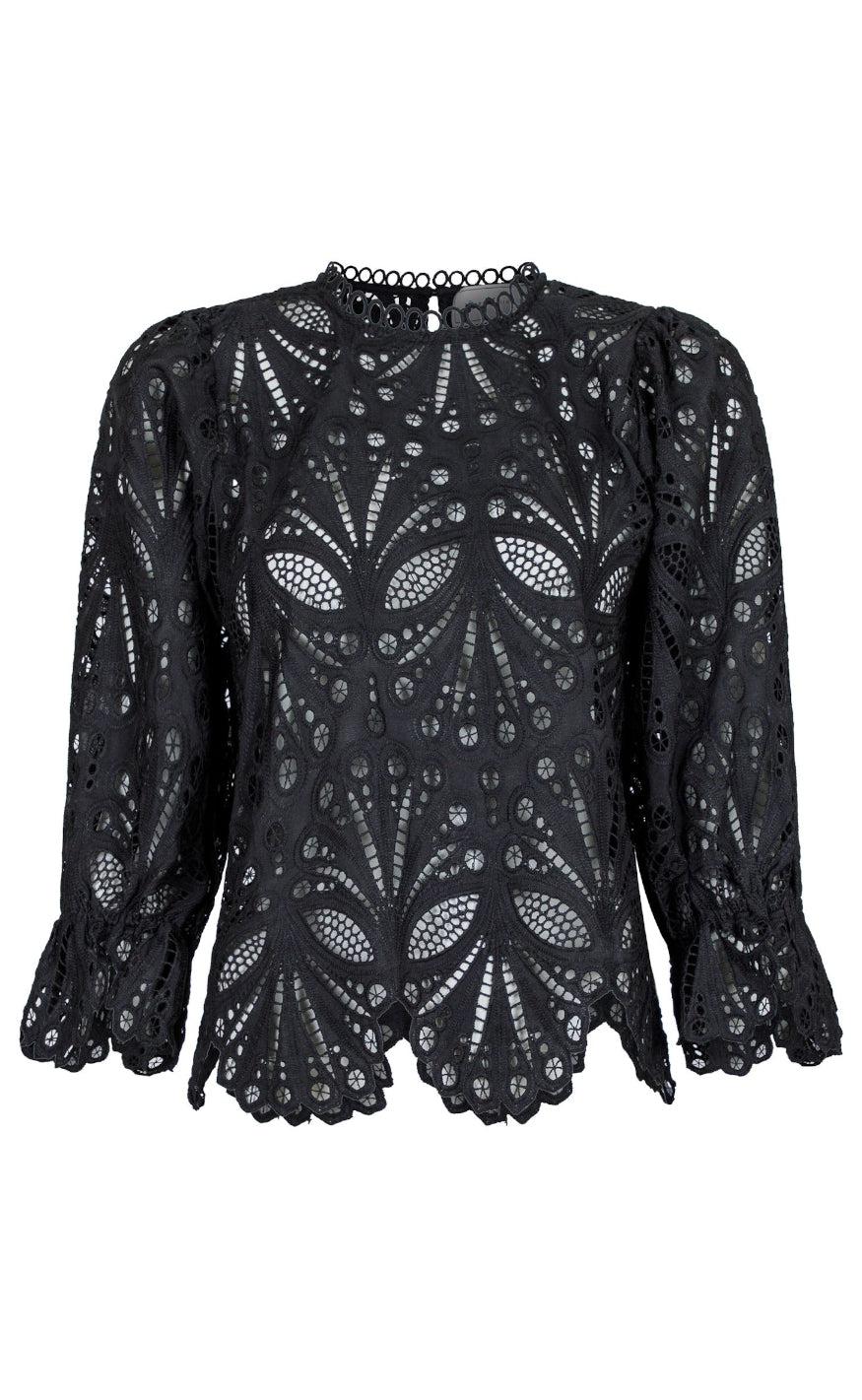 Neo Noir Bluse Adela Embroidery Black