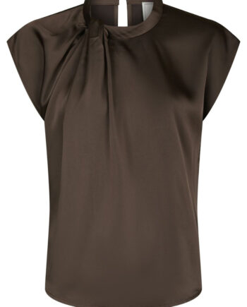 Neo Noir Bluse Fleur Drapy Satin Dark Brown