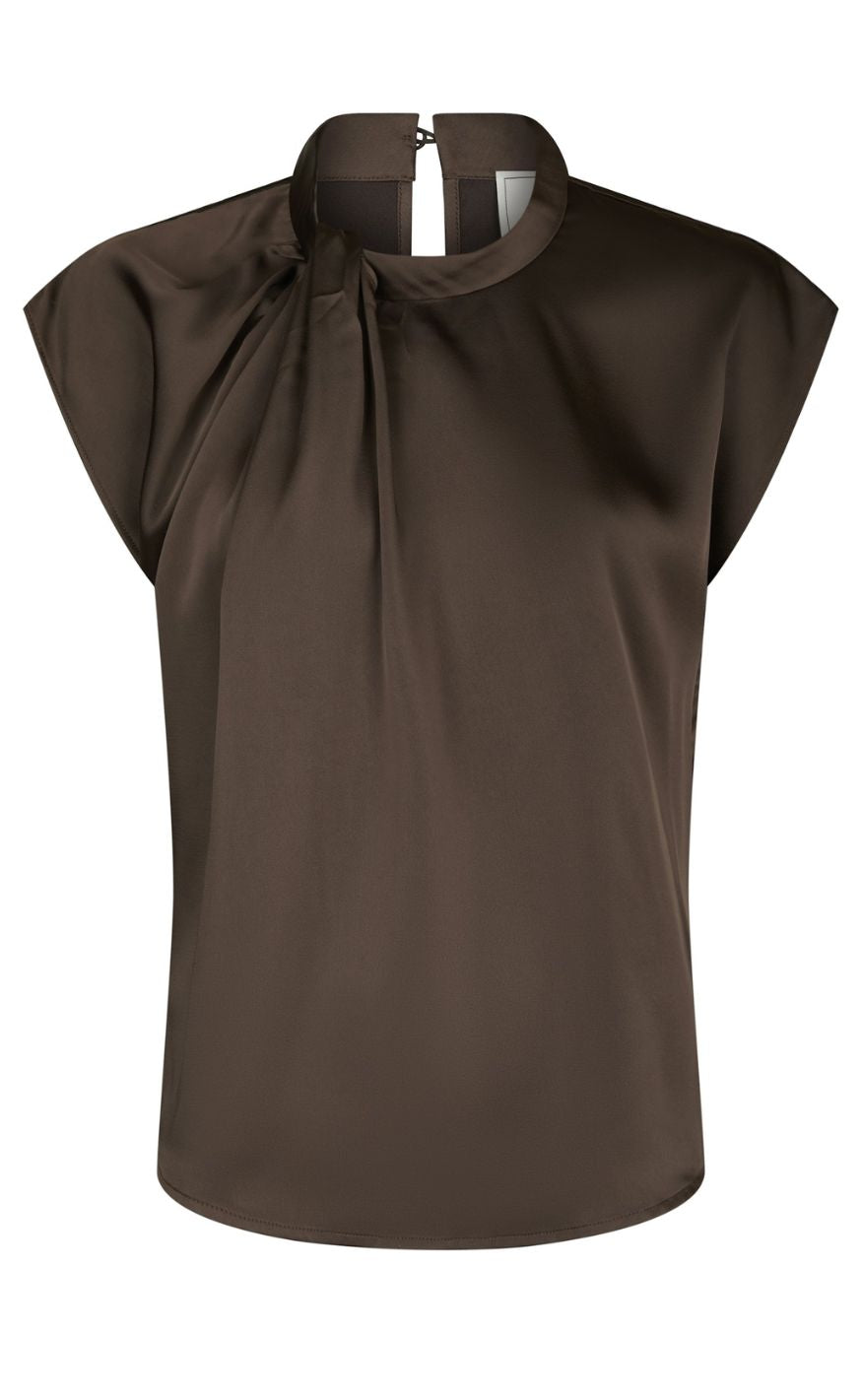 Neo Noir Bluse Fleur Drapy Satin Dark Brown
