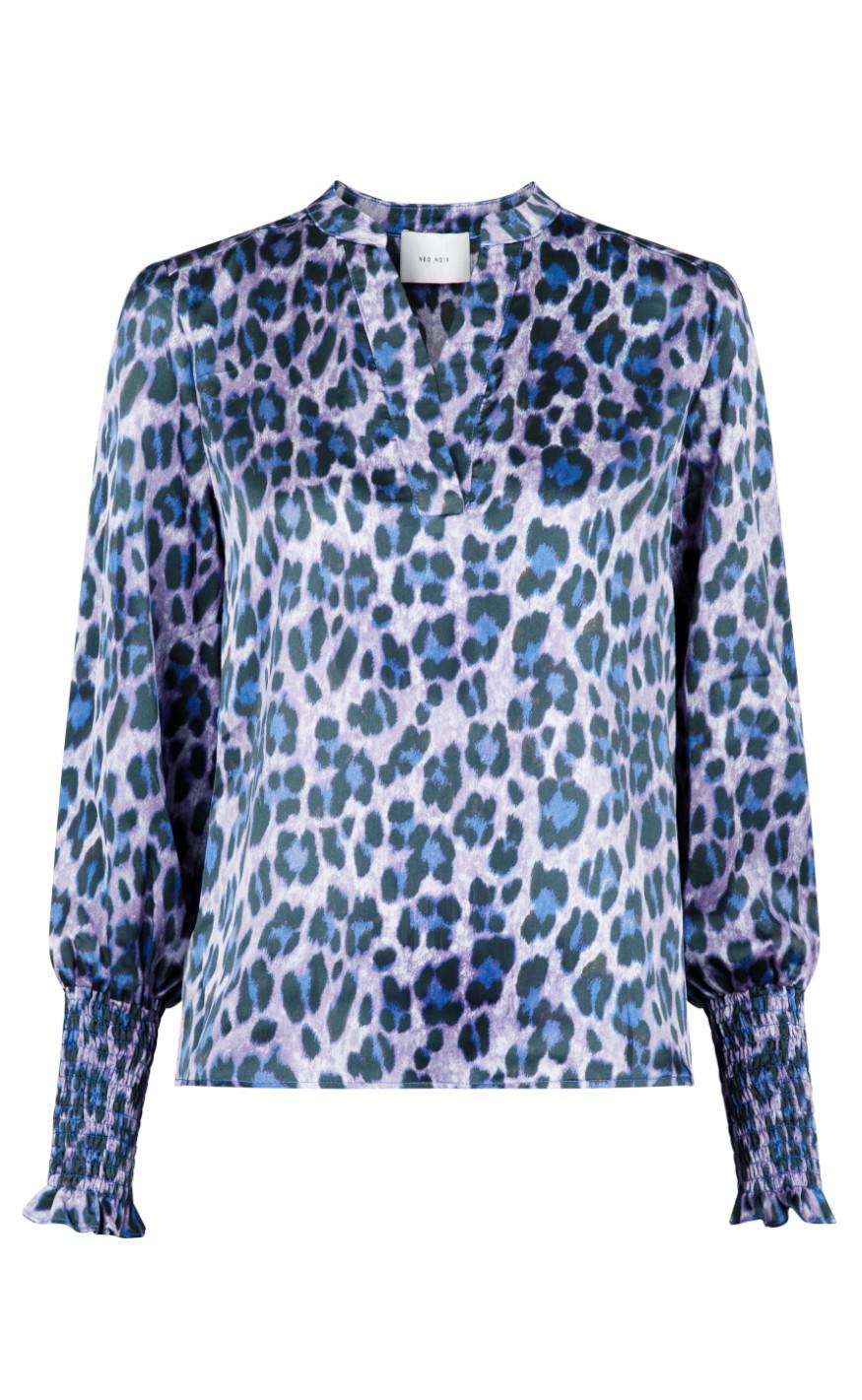 Neo Noir Bluse Landa Leo Frenzy Blue Wave