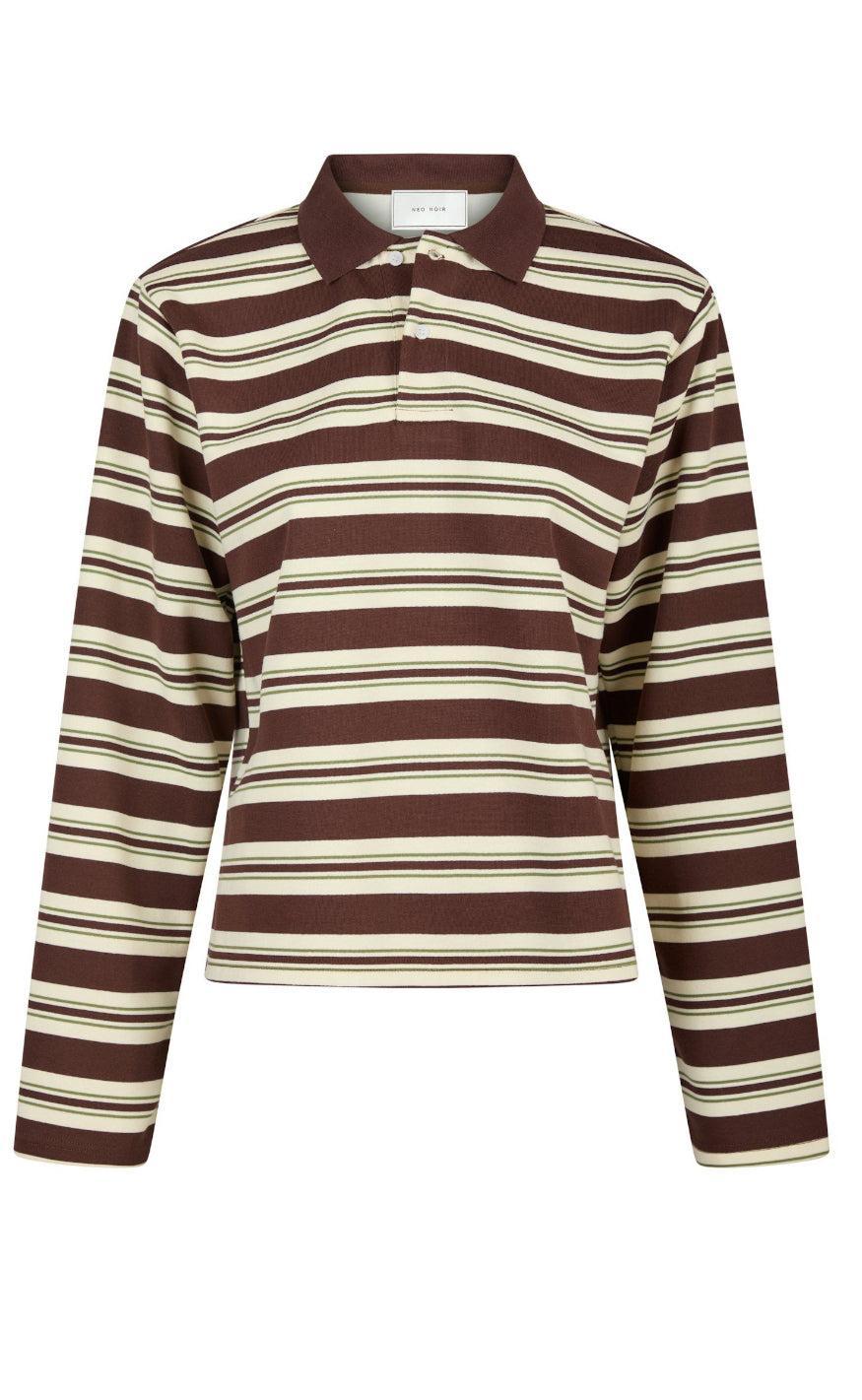 Neo Noir Bluse Mala Stripe Polo Brown