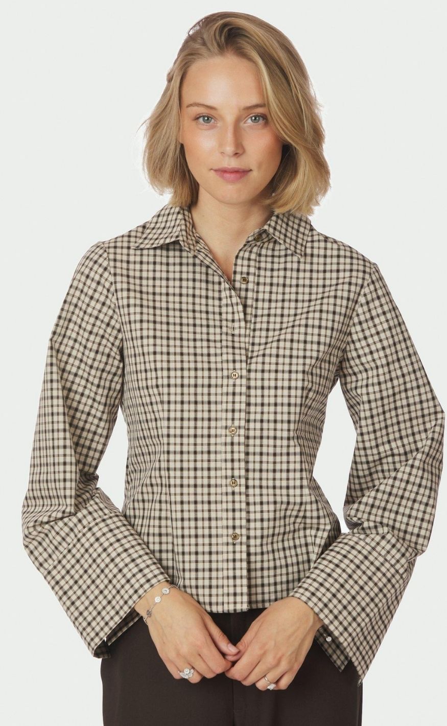 Neo Noir Bluse Rosa Checked Beige