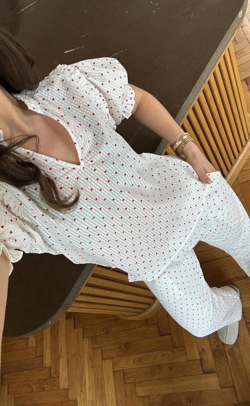 Neo Noir Bluse Rosalie Heart White